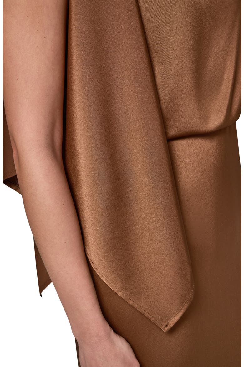 Drape Sheath Midi Dress, Alternate, color, RUSSET