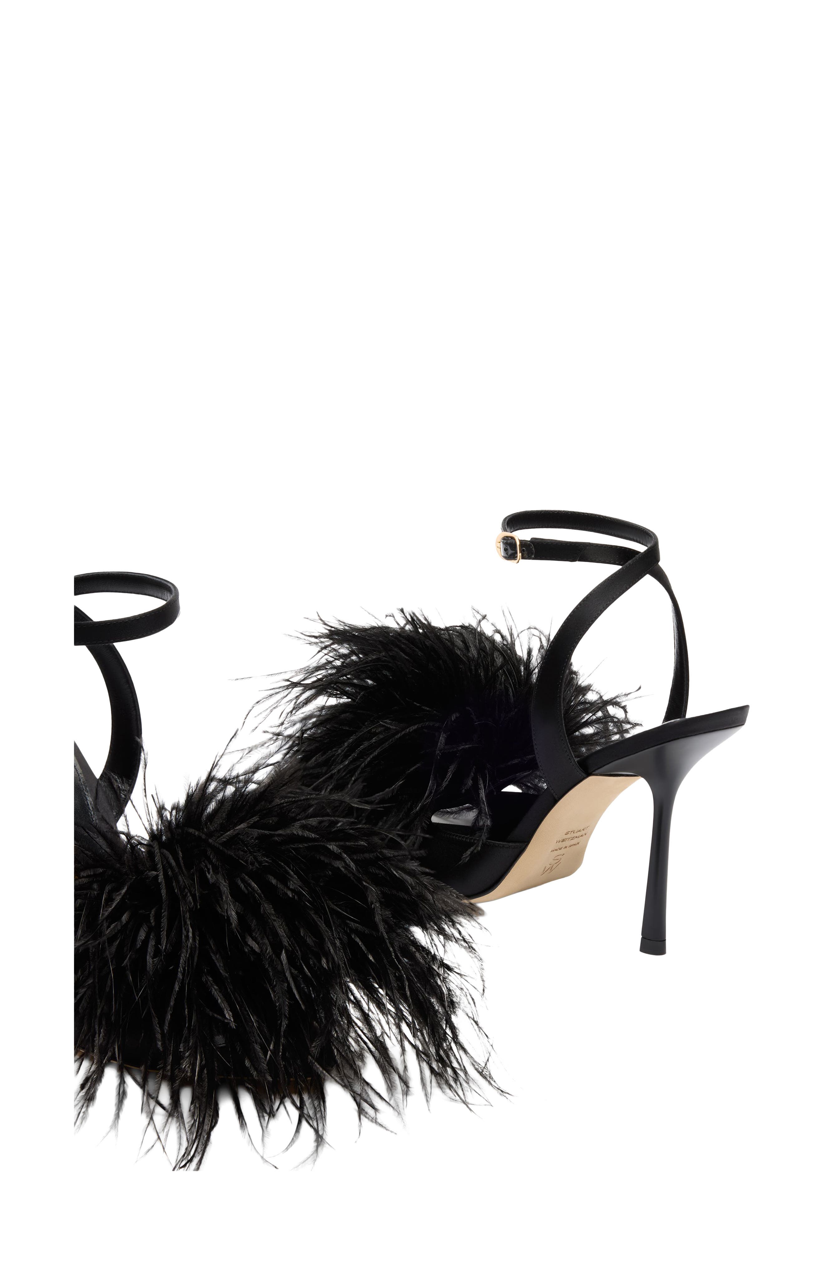 Boa Feather Sandal, Alternate, color, BLACK