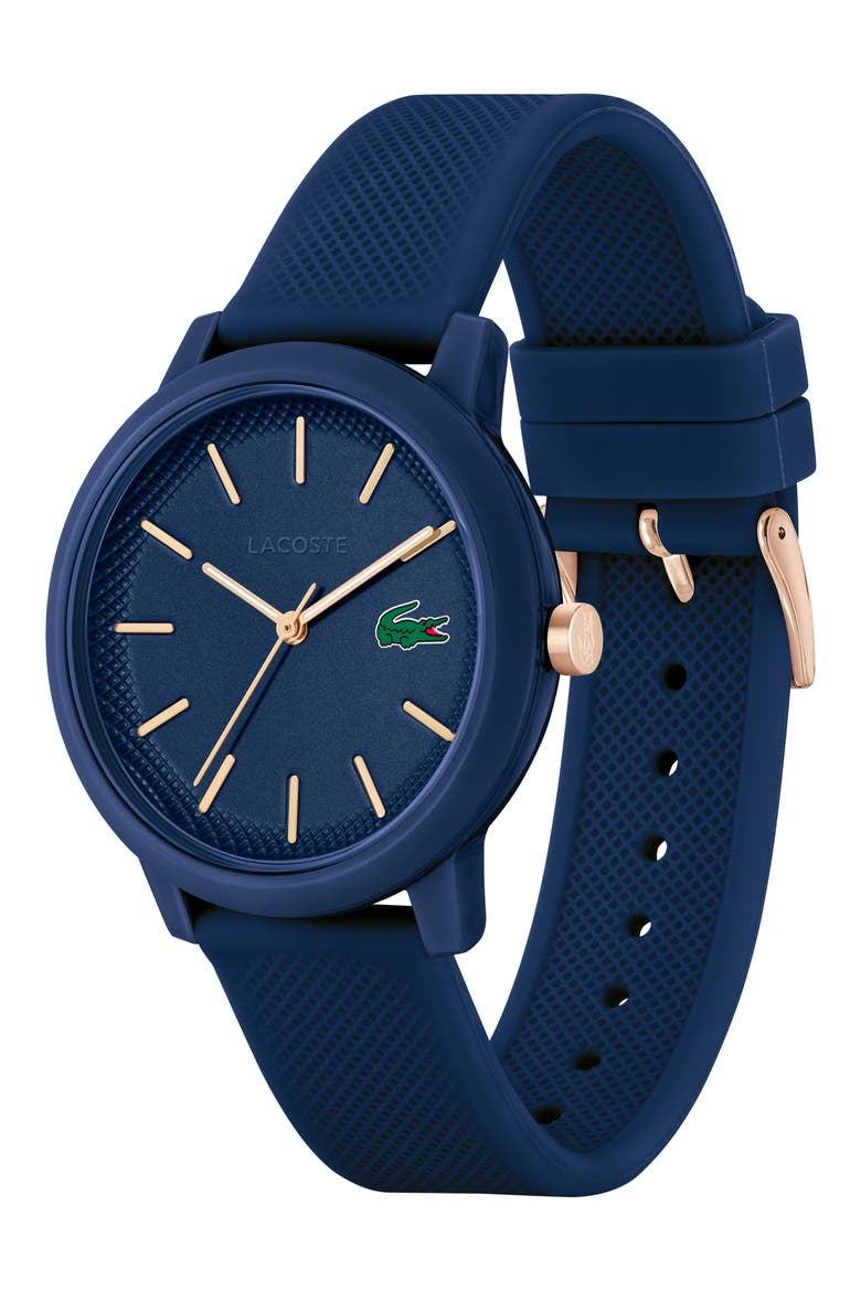 12.12 Silicone Strap Watch, 42mm, Alternate, color, BLUE