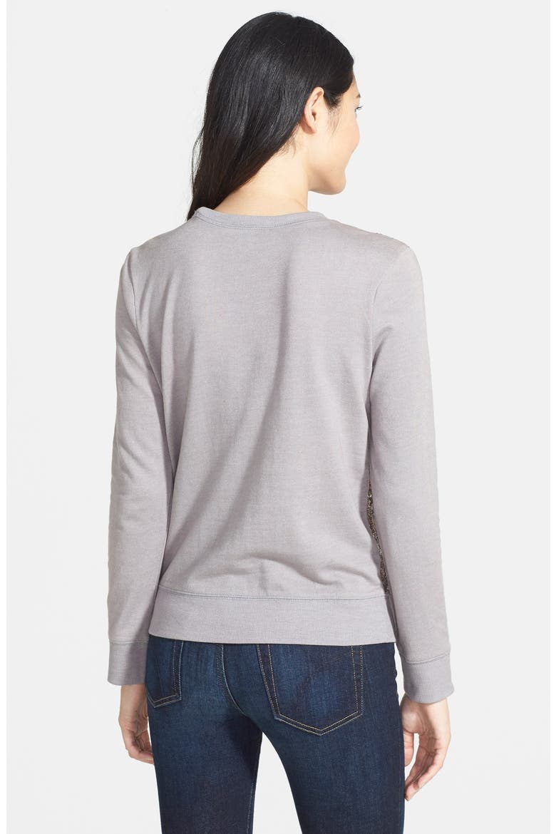 Embroidered Sweatshirt, Alternate, color, HEATHER GREY SEQUIN FRONT