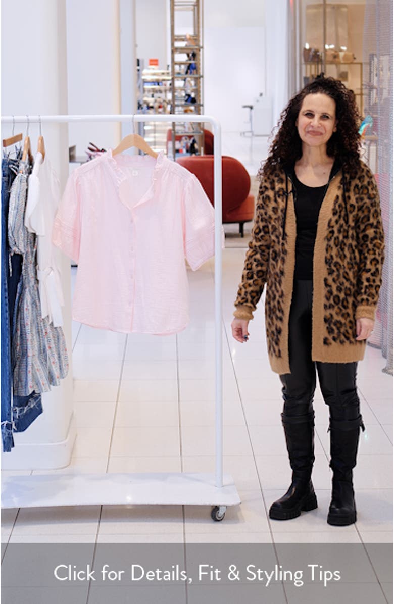 Ruffle Band Collar Cotton Gauze Button-Up Top, sales video thumbnail