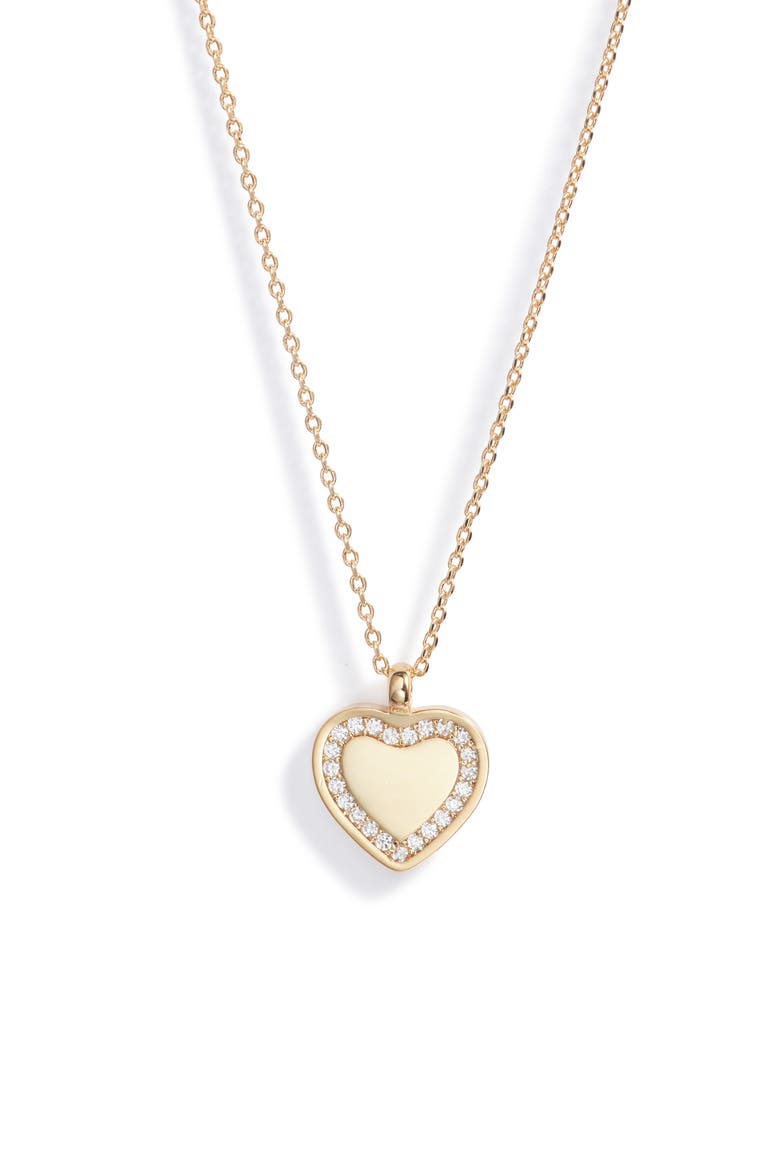 Cubic Zirconia Heart Pendant Necklace, Alternate, color, GOLD