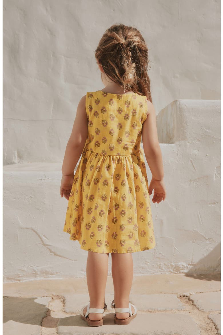 Kids' Floral Print Button Cotton Sundress, Alternate, color, YELLOW