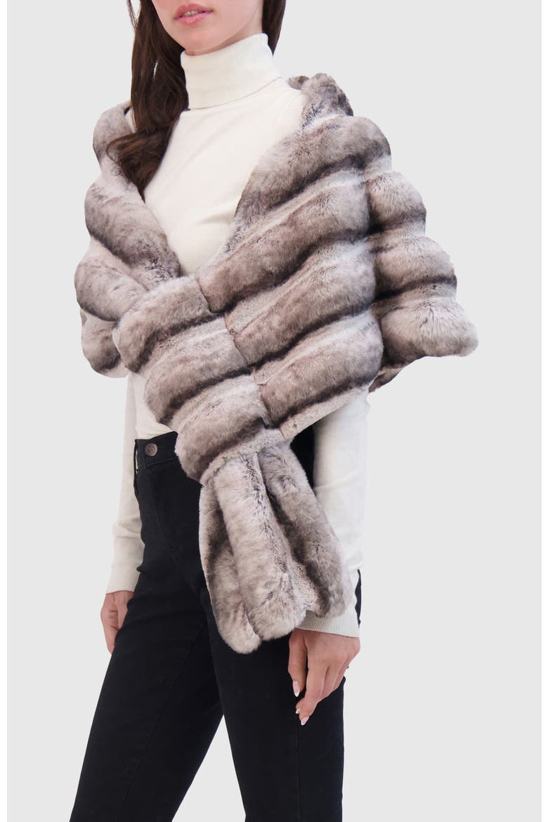 Fur-Free Chinchilla (Faux Fur) Stole, Alternate, color, GRAY CHINCH