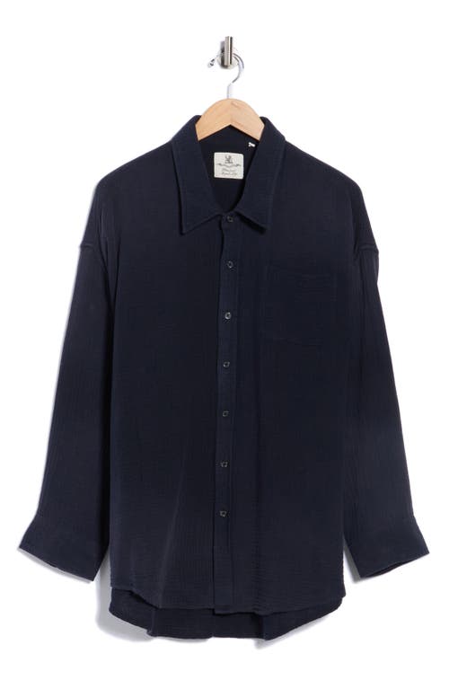 Denimist Cotton Gauze Button-up Shirt In Blue