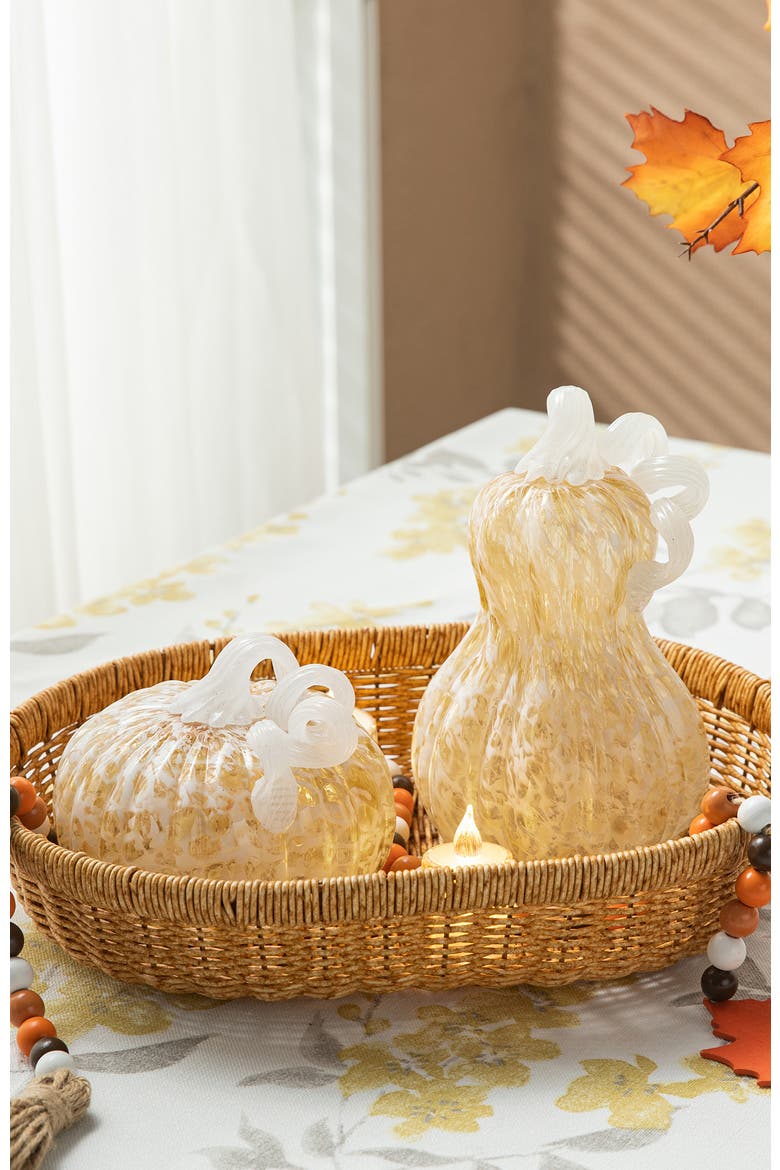 Fall Round Glass Pumpkins, Alternate, color, Yellow