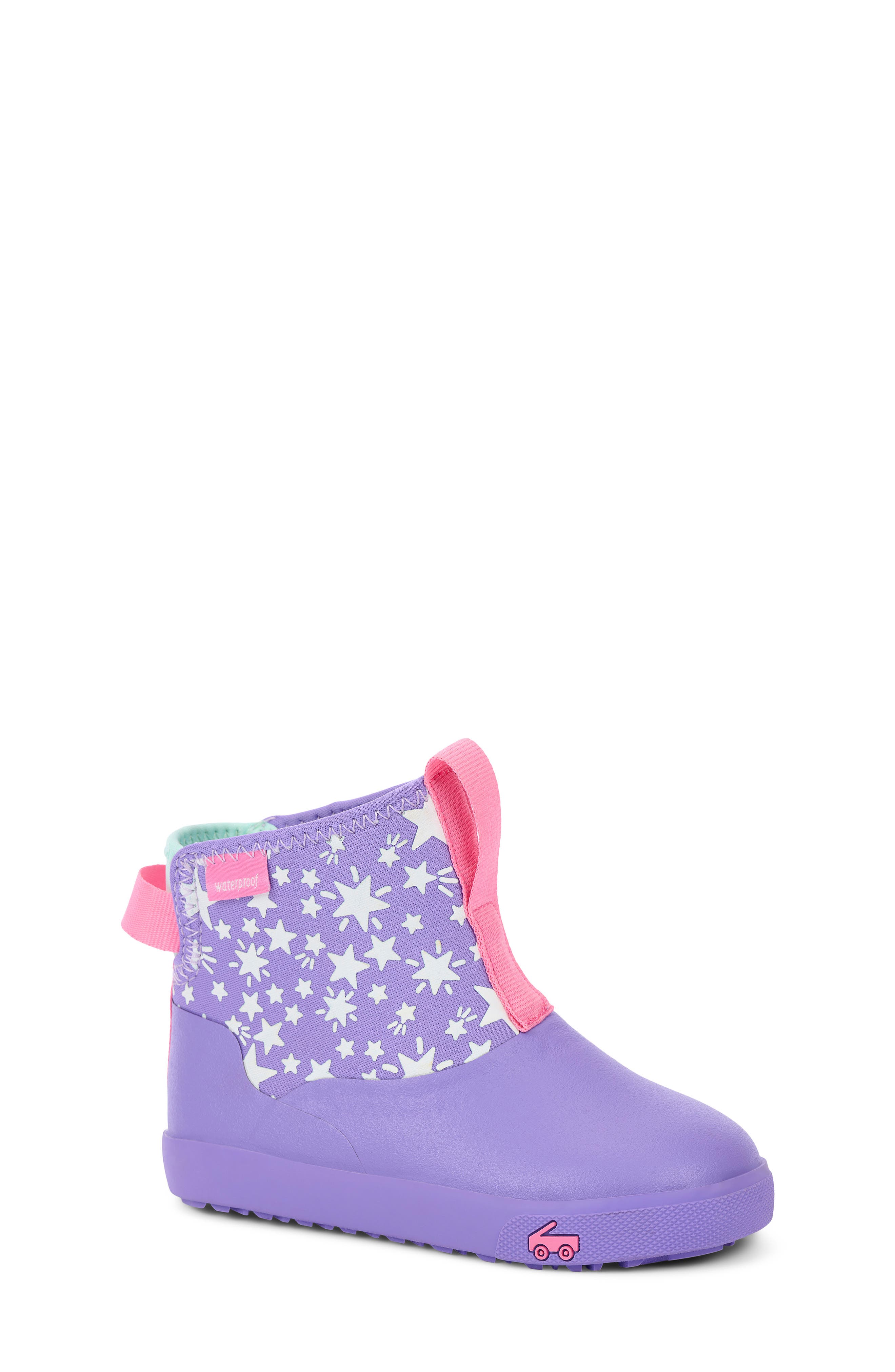 Kids' Ame Waterproof Rain Boot, Main, color, PURPLE SUPERSTARS