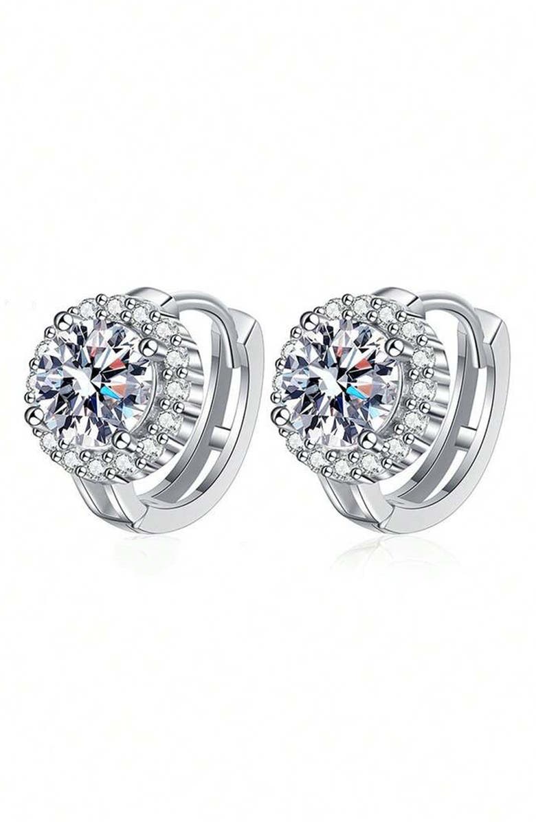 House of Frosted Moissanite Stud Earrings, Alternate, color, White Gold