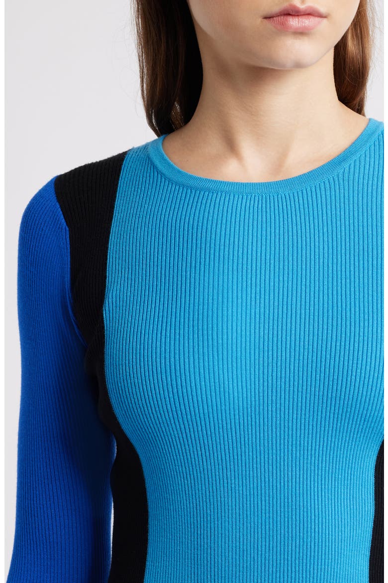 The Delia Colorblock Rib Sweater, Alternate, color, COSMIC BLUE COLORBLOCK