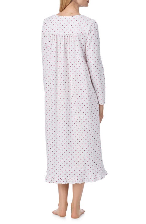 Eileen West Long Sleeve Cotton Knit Nightgown In White Floral