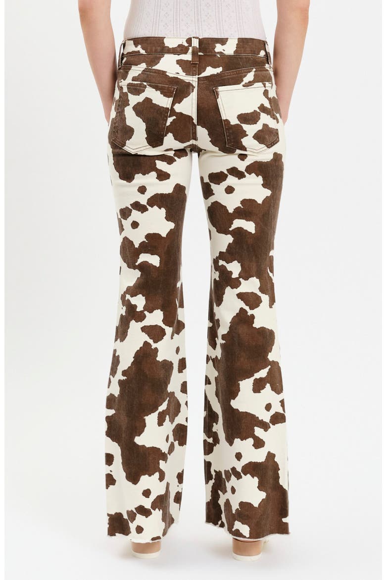 Lowkey Cow Print Flare Jeans, Alternate, color, SPOTTED