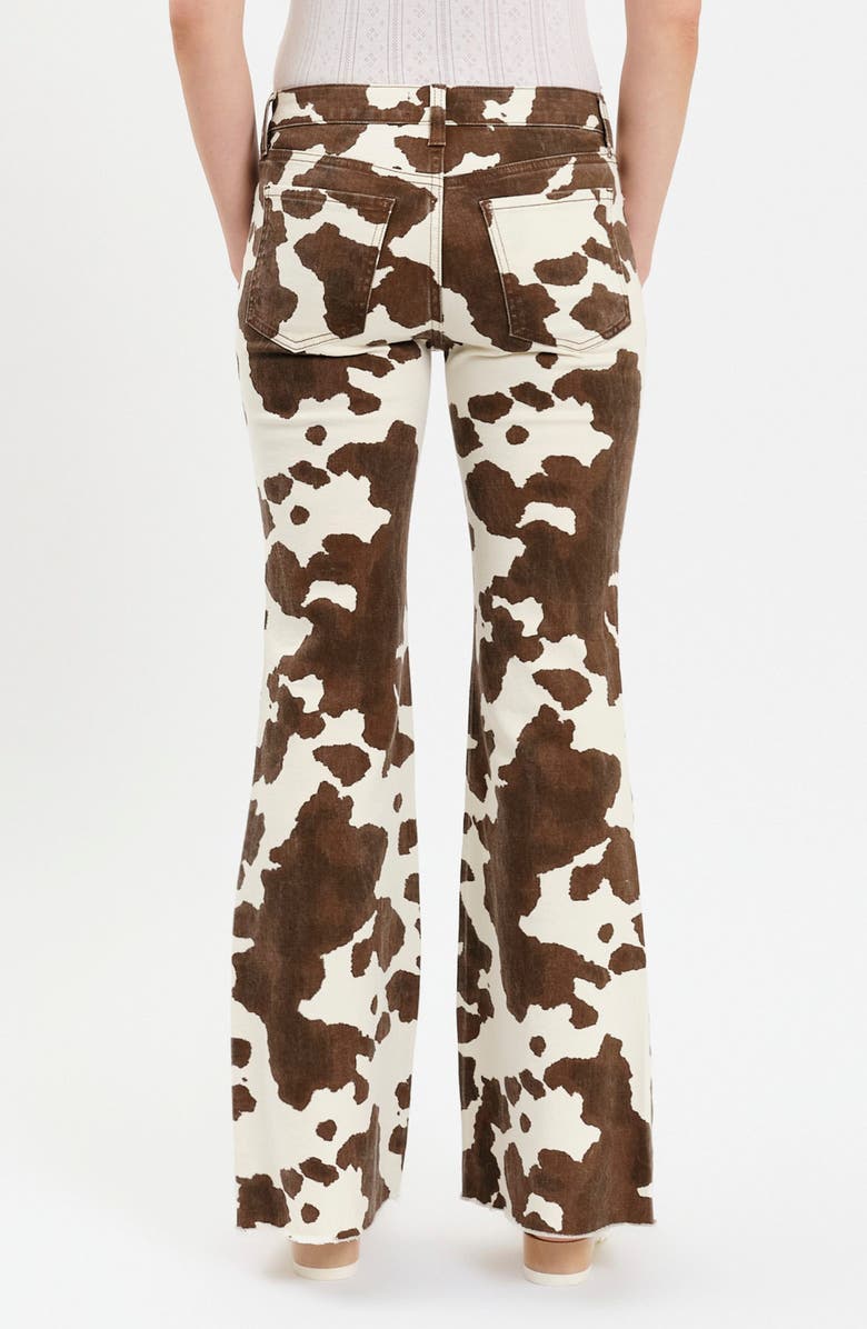 DAZE Lowkey Cow Print Flare Jeans, Alternate, color, Spotted