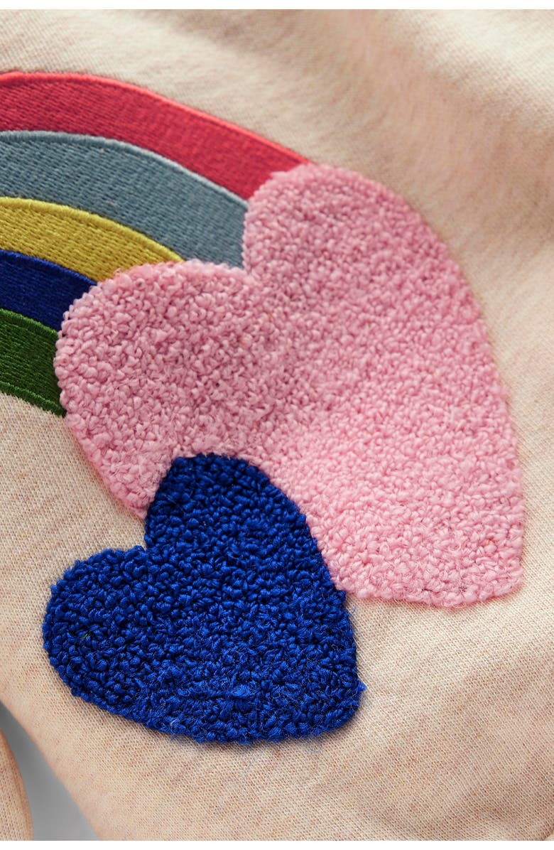 Mini Boden Kids' Rainbow Appliqué Cotton Sweatshirt, Alternate, color, Ivory Rainbows