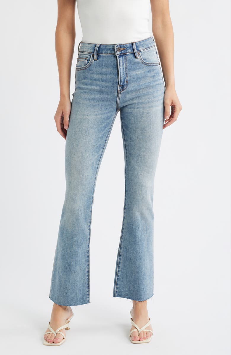 HIDDEN JEANS High Waist Raw Hem Crop Bootcut Jeans, Main, color, Med.wash