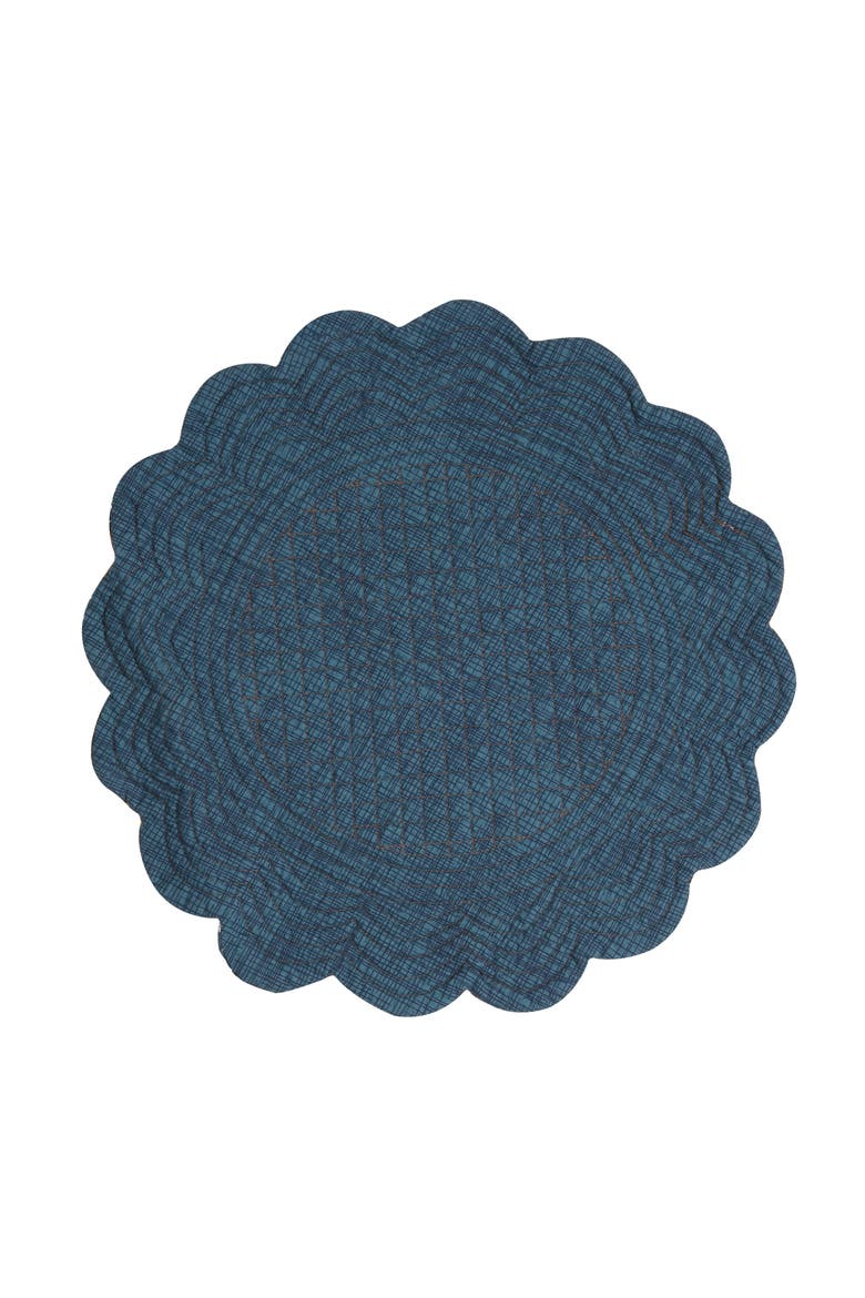 Timber Trails Sky Round 100% Cotton Quilted Set of 6 Placemats 17", Alternate, color, Blue