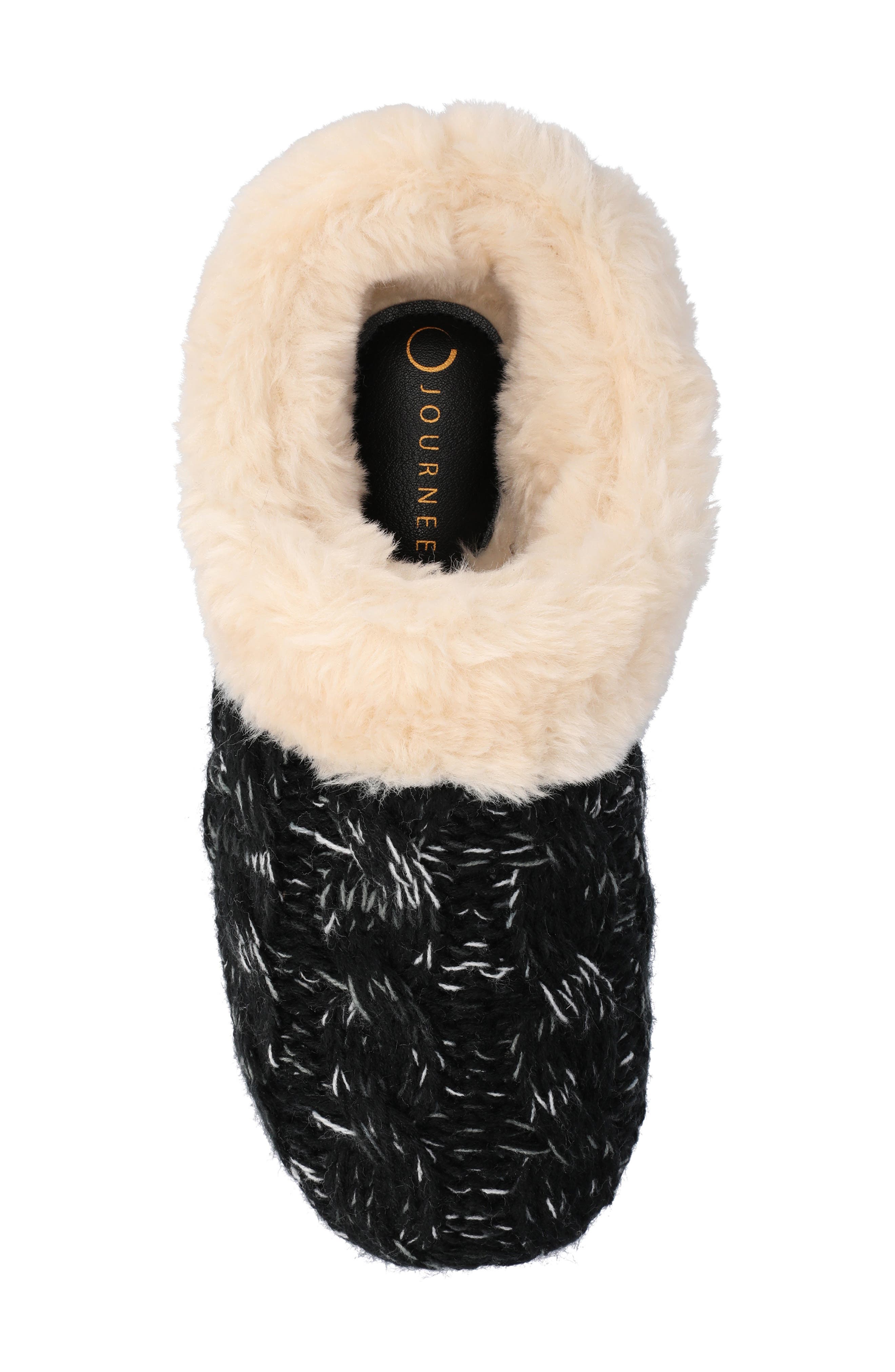 Journee Collection Adiah Faux Fur Trim Slipper, Alternate, color, Black