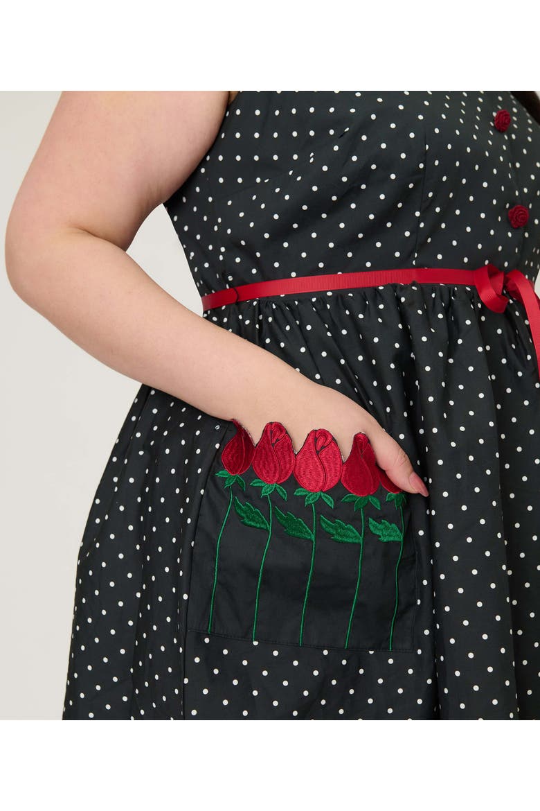 Plus Size Tulip Pocket Swing Dress, Alternate, color, Black Rose