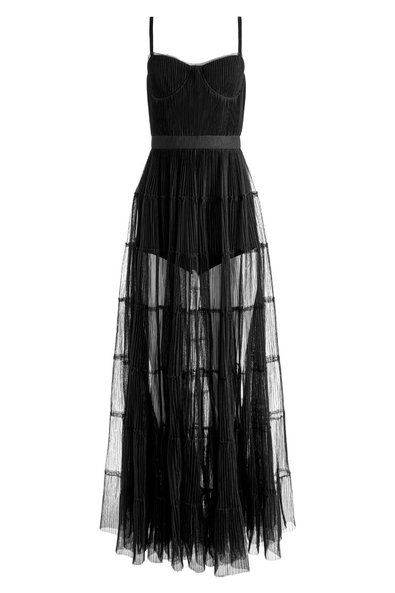 Deena Pleated Maxi Dress, Alternate, color, BLACK