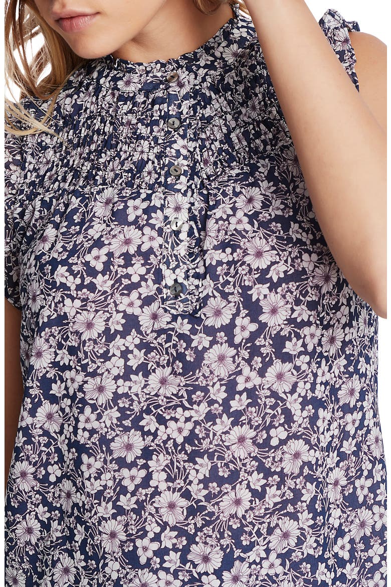 Wildflower Bouquet Smocked Yoke Blouse, Alternate, color, MOONSHADE MULTI