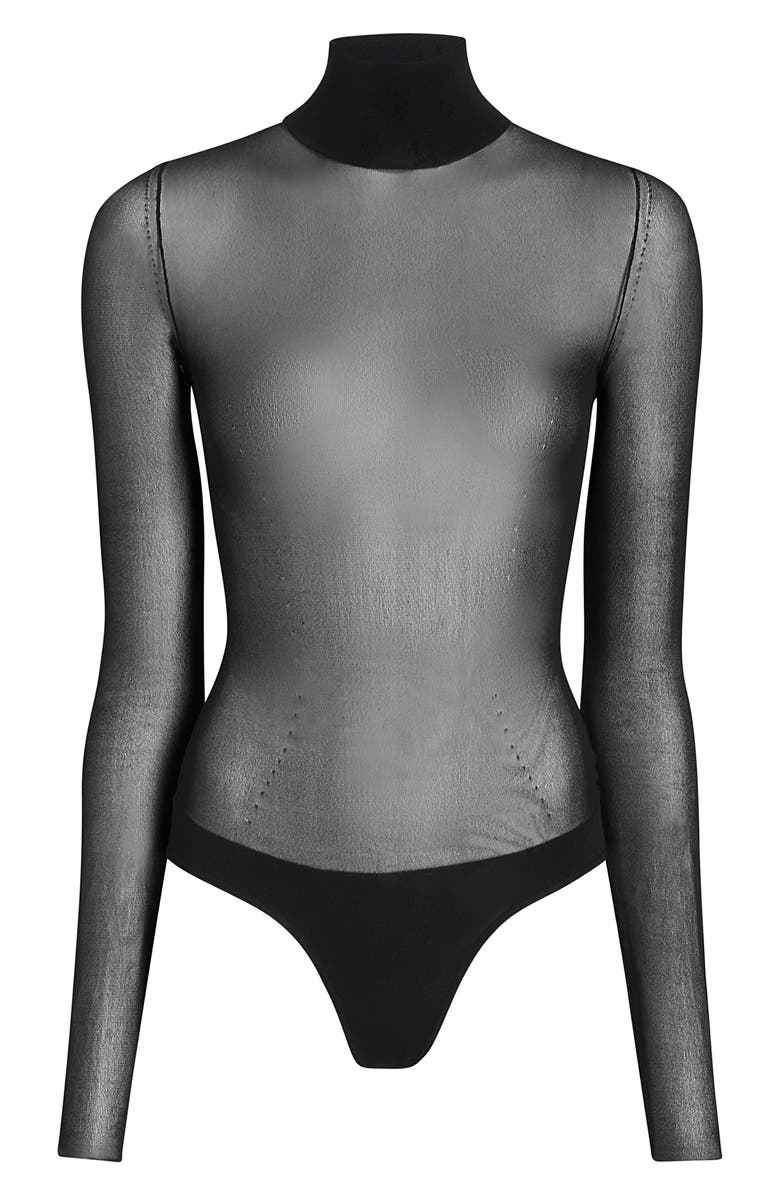 Khaite Tallin Sheer Turtleneck Bodysuit, Alternate, color, 