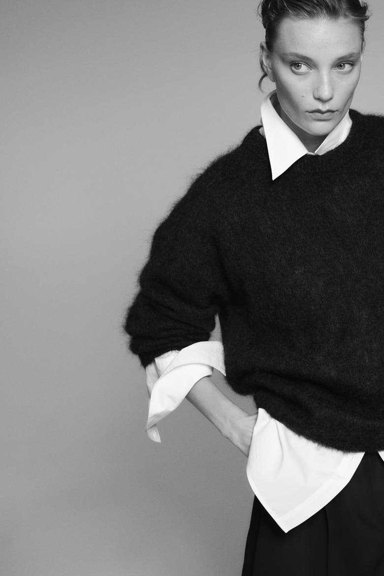 Oversized Mohair-blend Sweater, Alternate, color, Dark gray