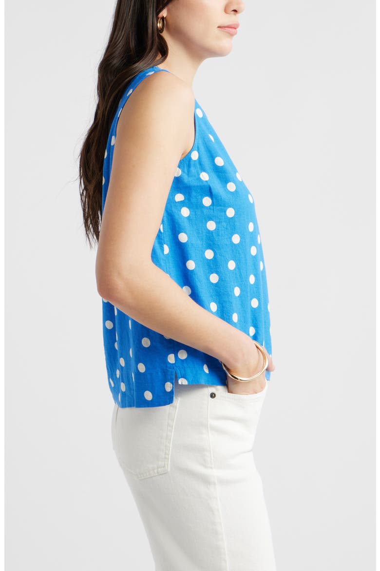 Linen Blend Tank, Alternate, color, BLUE PALACE TULLA DOT