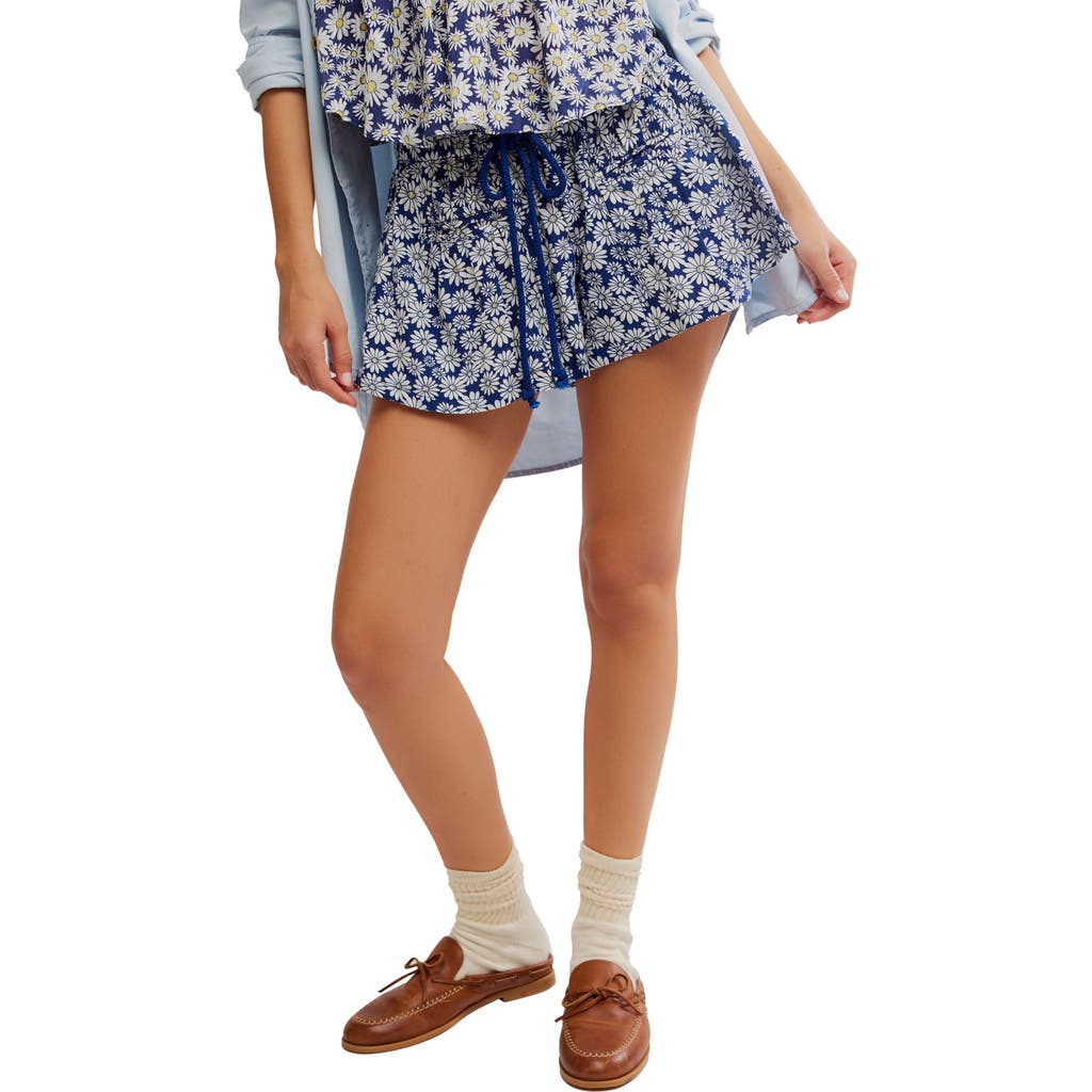 Free People Offbeat Printed Shorts In Navy Combo