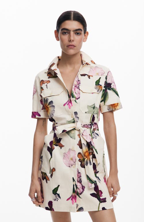 DESIGUAL DESIGUAL FLORAL BELTED MINI SHIRTDRESS