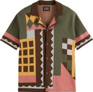 Scotch & Soda Oversize Geo Jacquard Knit Cotton Blend Camp Shirt