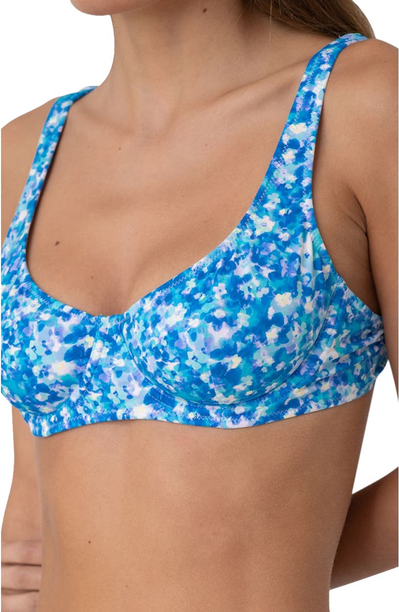 Bright Swimwear Capri Top, Alternate, color, Aqua Floral