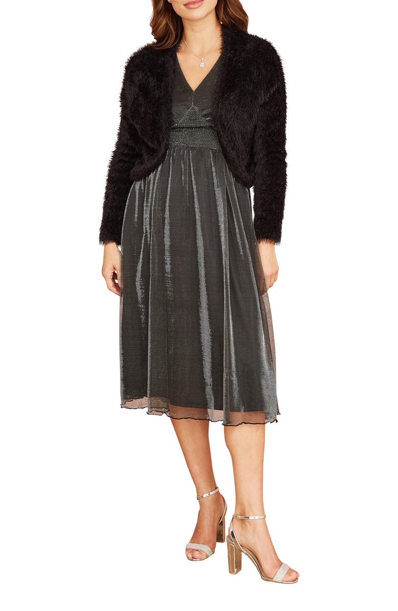 Yumi Eyelash Knit Bolero, Alternate, color, Black