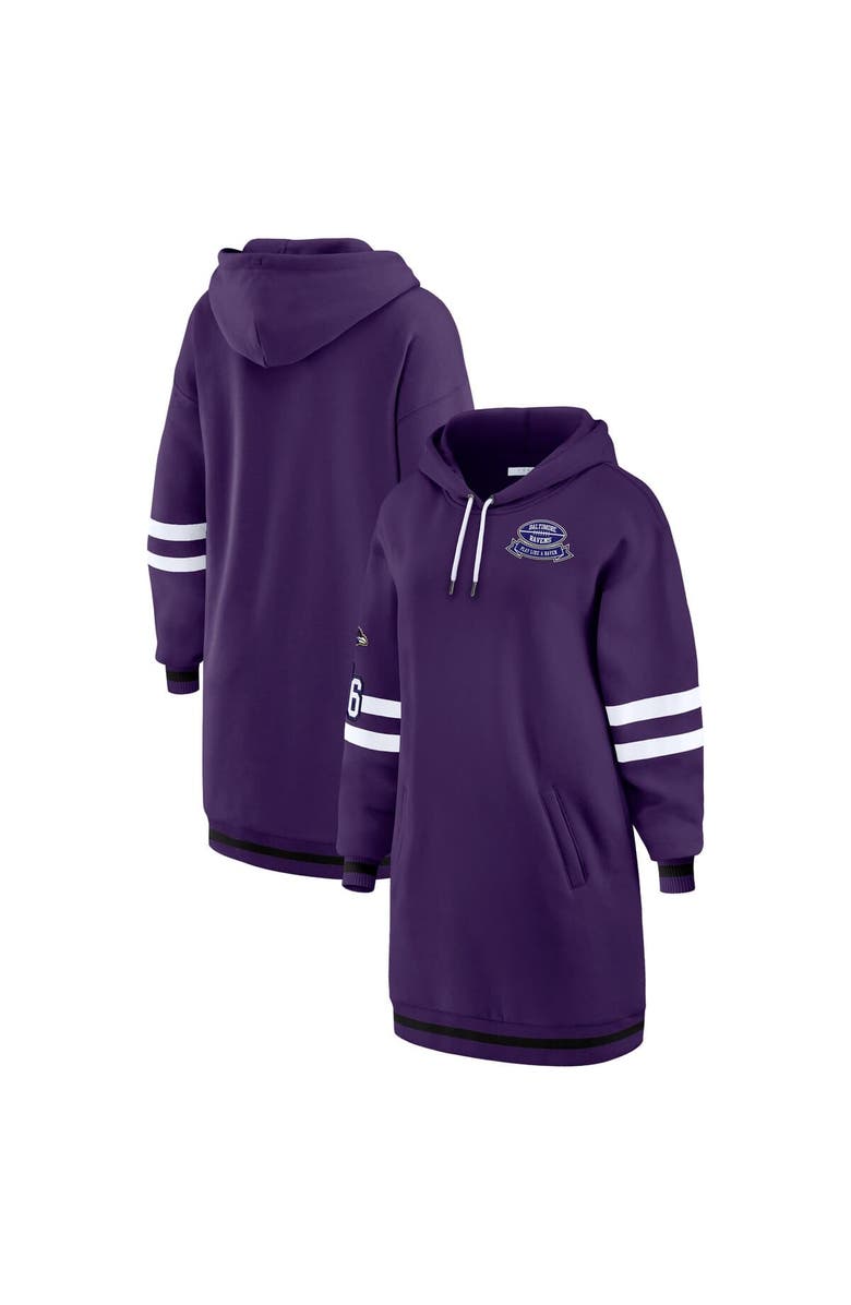 WEAR by Erin Andrews Women's WEAR by Erin Andrews Purple Baltimore Ravens Hoodie Dress, Main, color, Purple