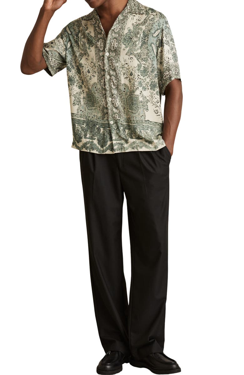 Reiss Samberg Paisley Camp Shirt, Alternate, color, Green