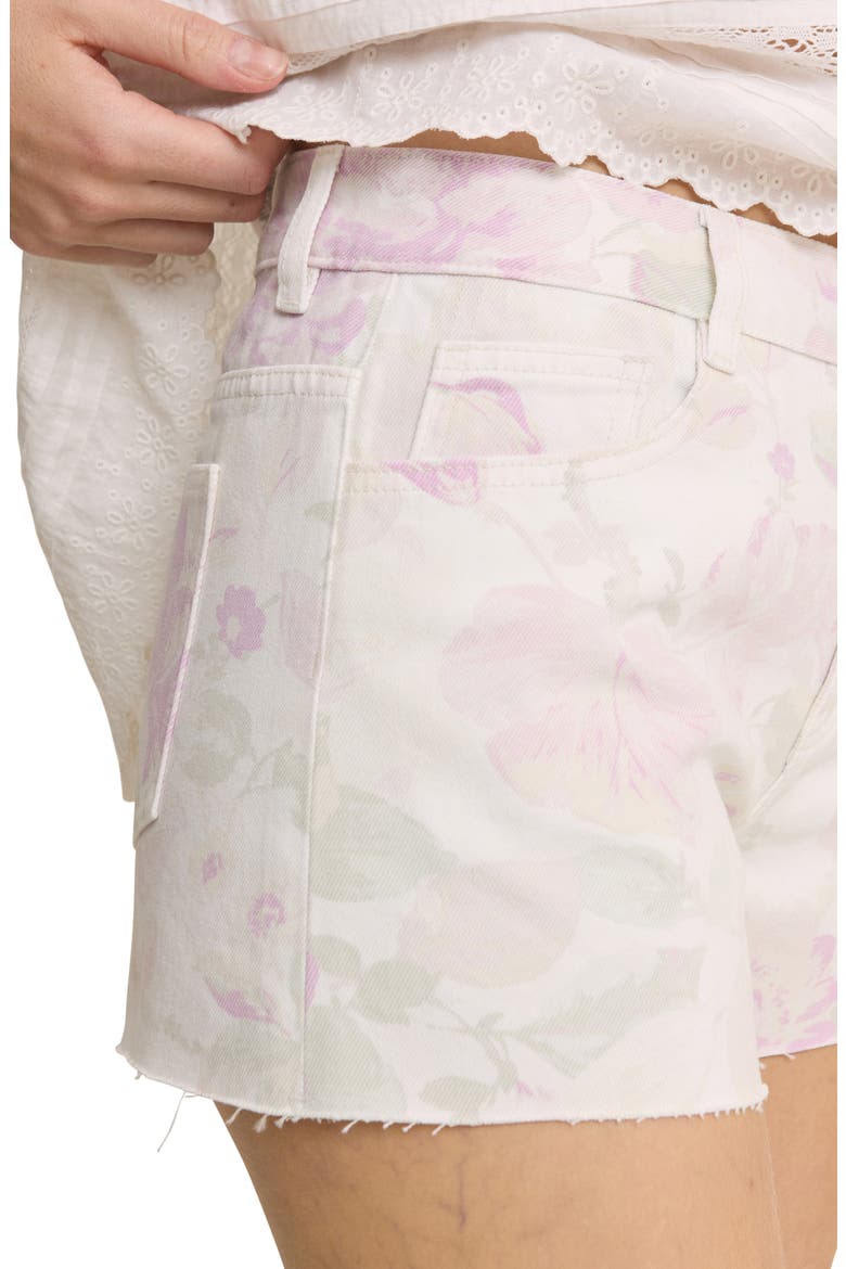 Regent Floral Print Denim Shorts, Alternate, color, WHITE MULTI