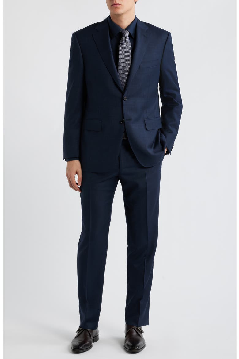 Siena Regular Fit Navy Slub Wool Suit, Main, color, NAVY