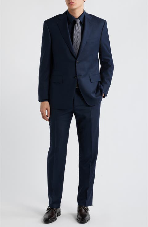 Siena Regular Fit Navy Slub Wool Suit