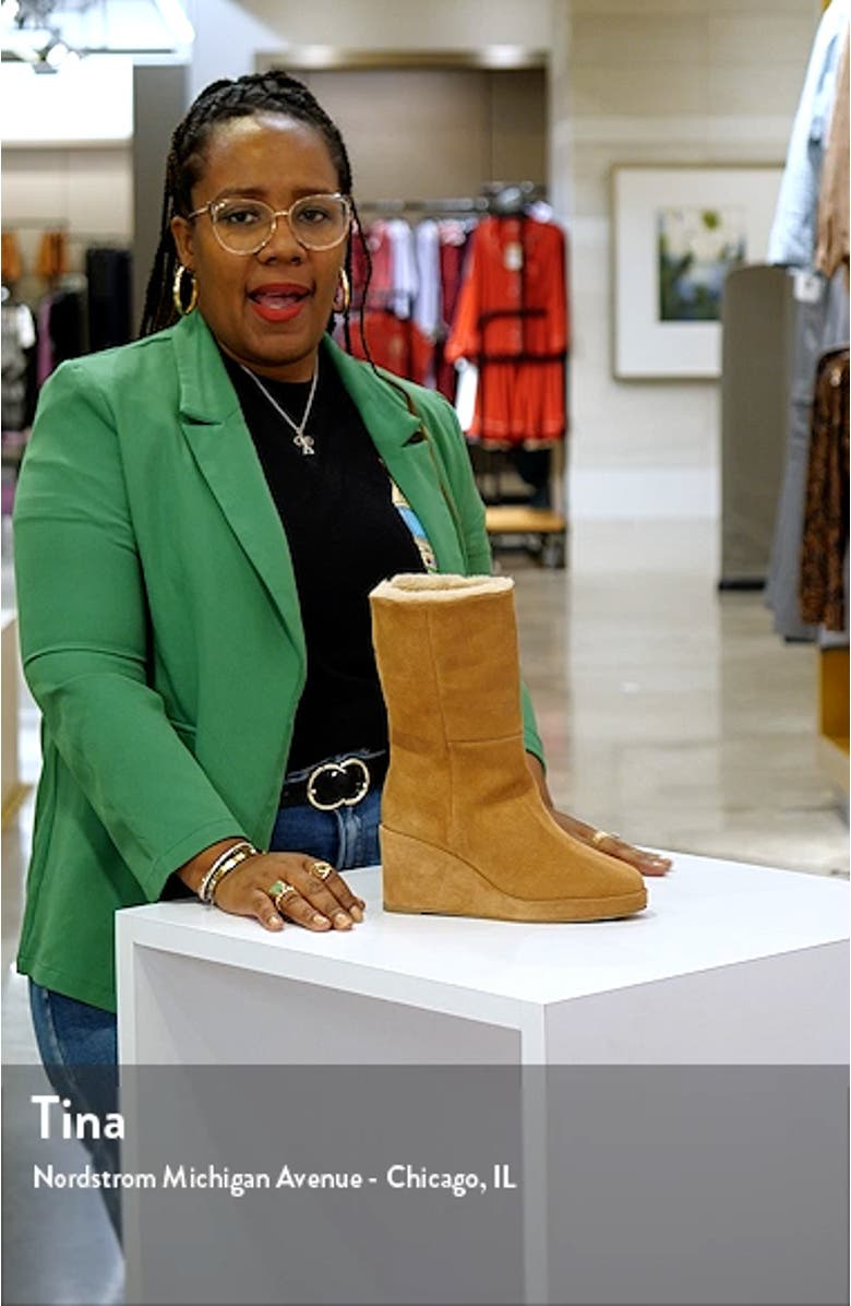 Imperia Faux Fur Lined Wedge Bootie, sales video thumbnail