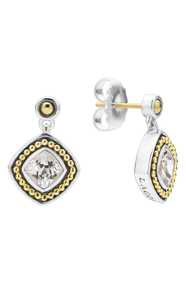 LAGOS Caviar Color White Topaz Drop Earrings, Alternate, color, Gold
