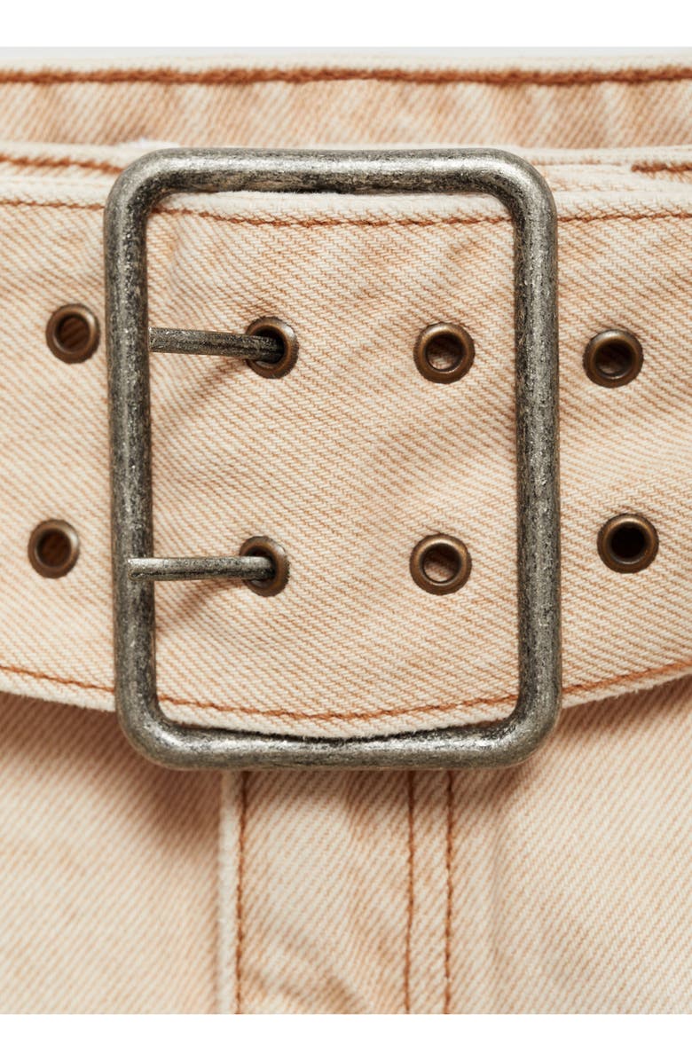 MANGO Belted Denim Miniskirt, Alternate, color, 