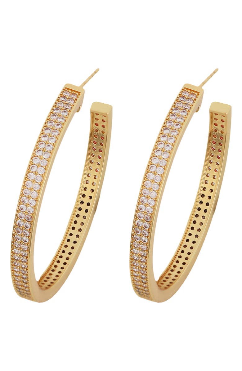 Panacea Cubic Zirconia Hoop Earrings, Main, color, Gold