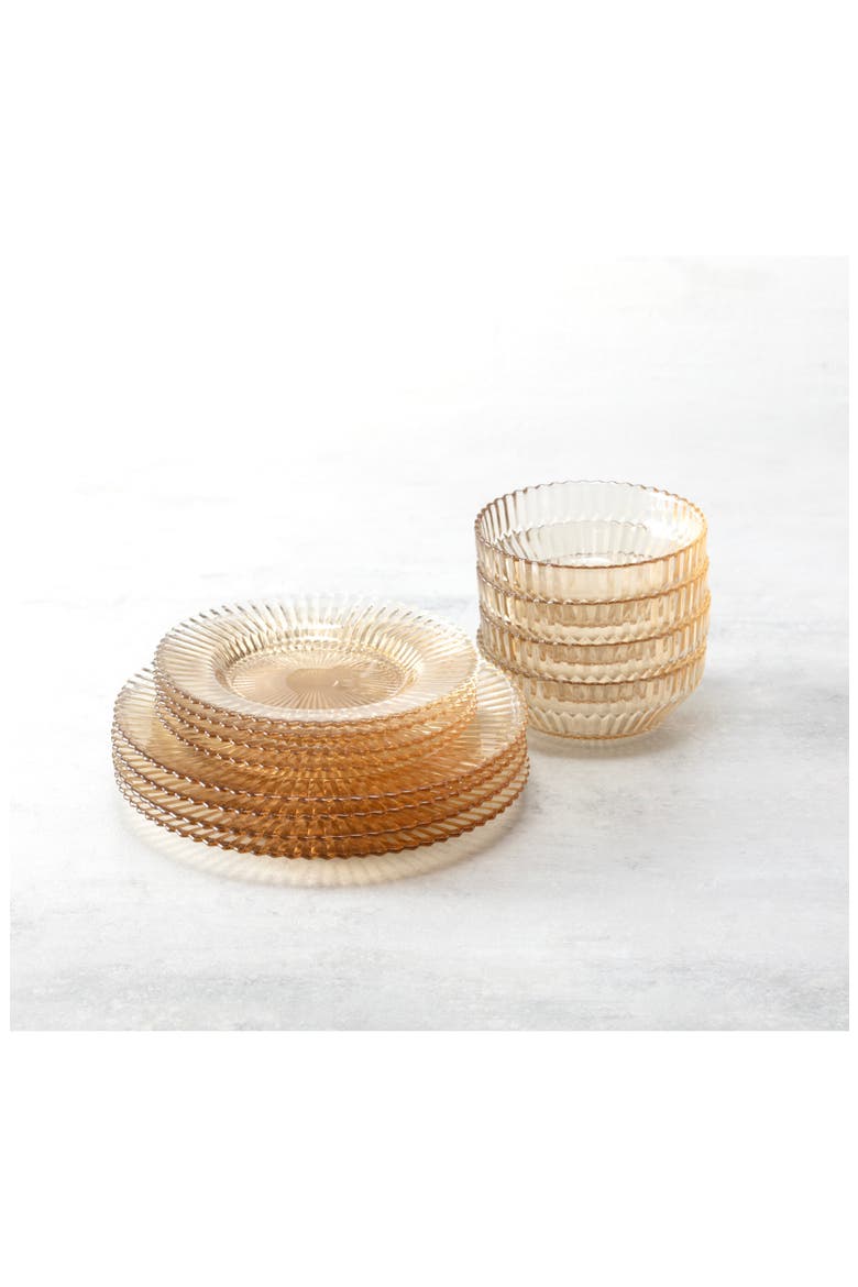 Archie 12-Piece Glass Dinnerware Set, Alternate, color, GINGER
