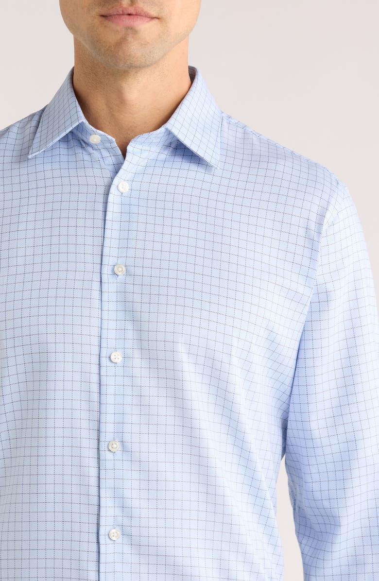 Nordstrom Traditional Fit Check Premium Non-Iron Cotton Dress Shirt, Alternate, color, Blue Paolo Grid
