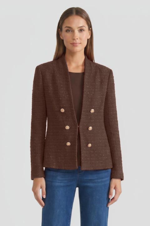 Tonal Eyelash Tweed Knit Jacket