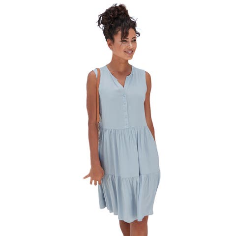 Button Up Tiered Dress