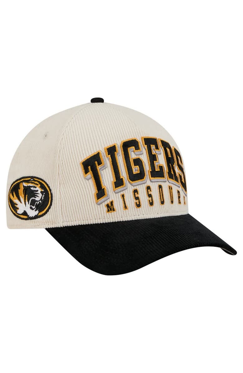 New Era Men's New Era Black/Cream Missouri Tigers Arch Two-Tone Corduroy 9FORTY A-Frame Adjustable Hat, Alternate, color, Black