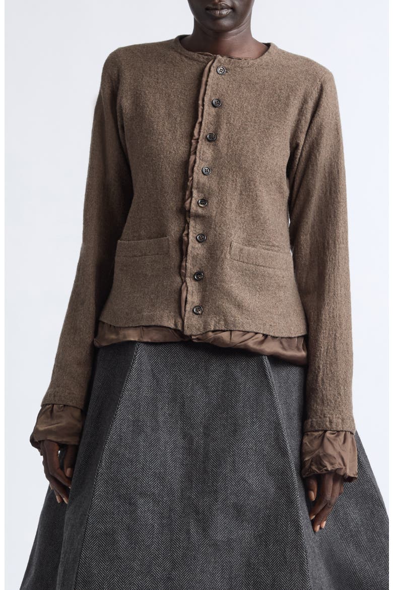 Charmeuse Lined Wool Flannel Jacket, Main, color, BROWN