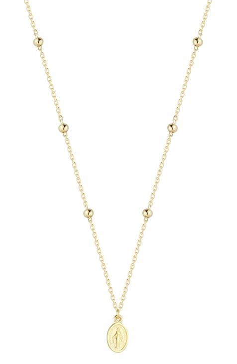 14K Gold VIrgin Mary Necklace<br />