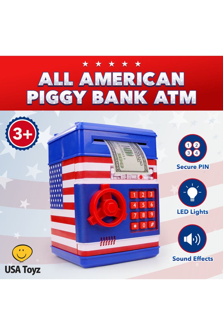 All-American Electronic Piggy Bank, Alternate, color, Red, White and Blue