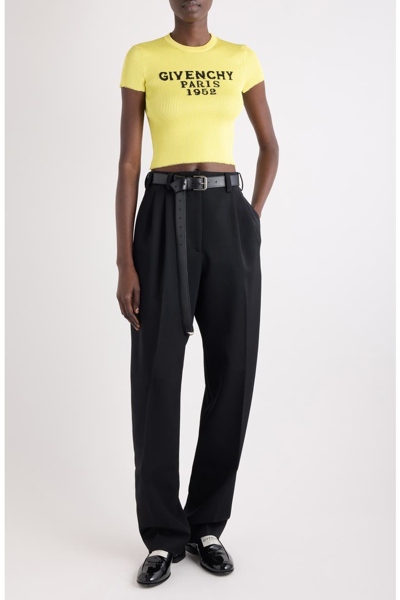 Logo Intarsia Crop Top, Alternate, color, ACID YELLOW
