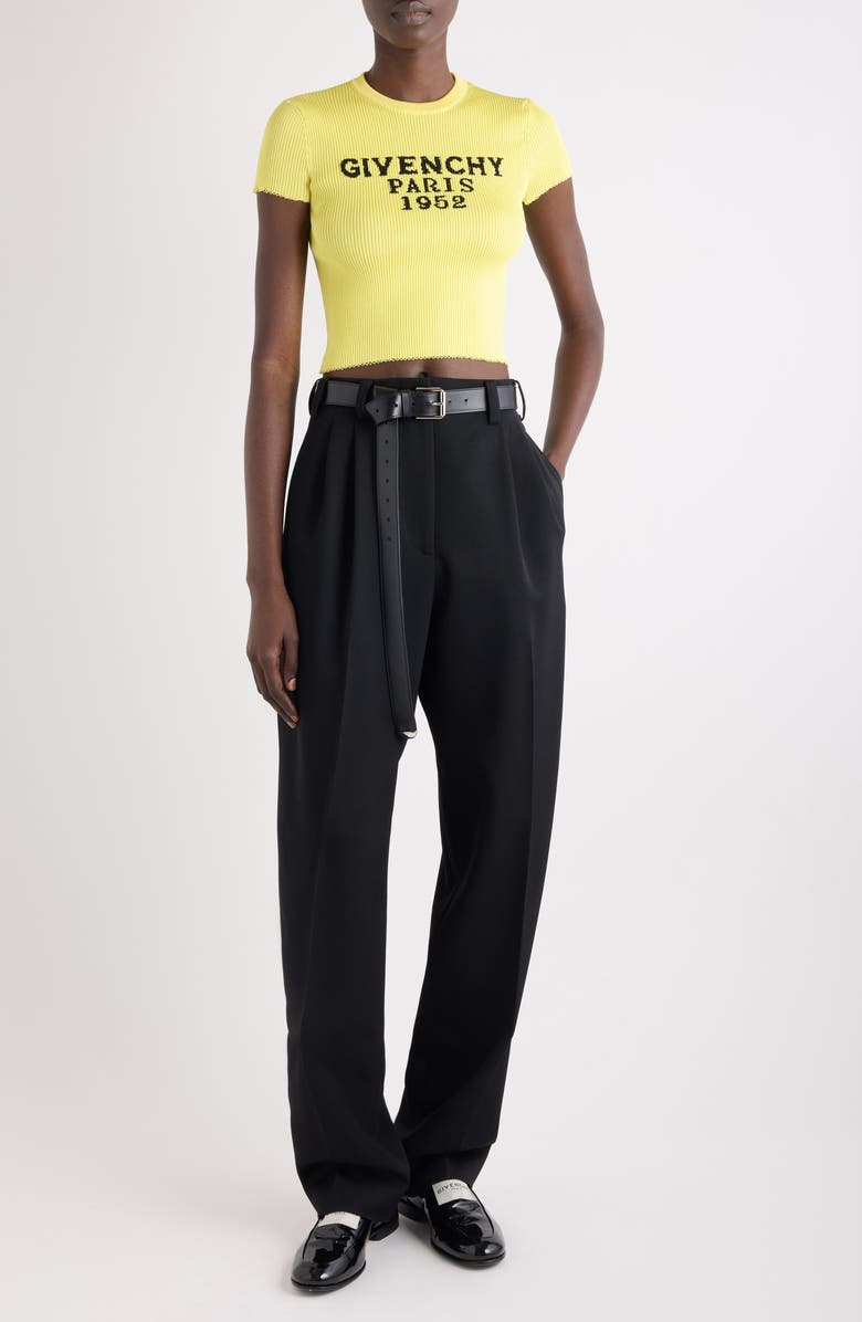 Givenchy Logo Intarsia Crop Top, Alternate, color, Acid Yellow